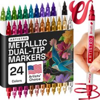 Marcadores De Pintura Acrílica Artistro 24 Metálicos De Doble Punta