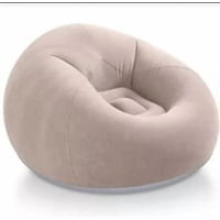 Click Ventas - Puff Sillon Sofa Inflable Respaldo Simil Piel Reforzado Multicolor Beige