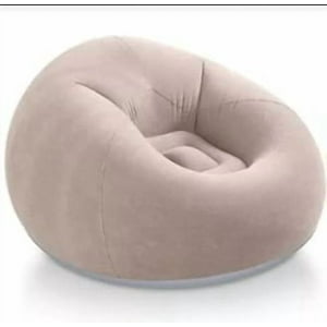 Casa Pagoda - Puff Sillon Sofa Inflable Respaldo Simil Piel Reforzado Multicolor Beige