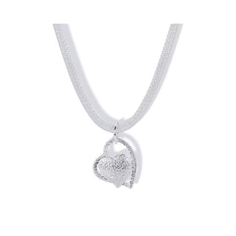 Fershop - Collar Malla Enchapado Con Colgante Corazon
