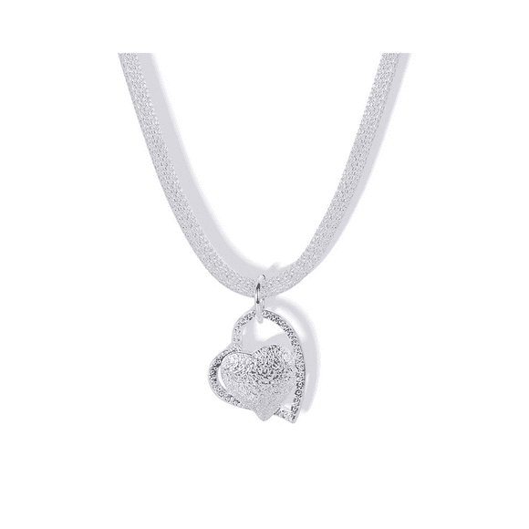 Collar Malla Enchapado Con Colgante Corazon