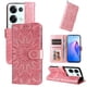 thumbnail image 1 of Funda tipo cartera FOXDOCK para OPPO Reno 8 Pro 5G , diseño girasol en relieve, cuero PU, cierre magnético, soporte y tarjetero, 1 of 5