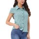 thumbnail image 4 of INSPIRE CHIC Camisetas Vintage de Manga Corta para Mujer de Regreso a Clases Camisa de Lunares con Botones L Azul Polvoriento, 4 of 6