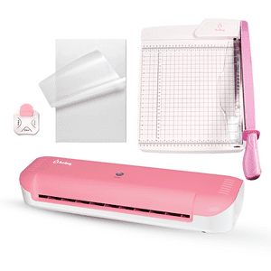 Hobypress - Kit Plastificadora Laminadora Rosa Hoby A4 + Guillotina 30Cm