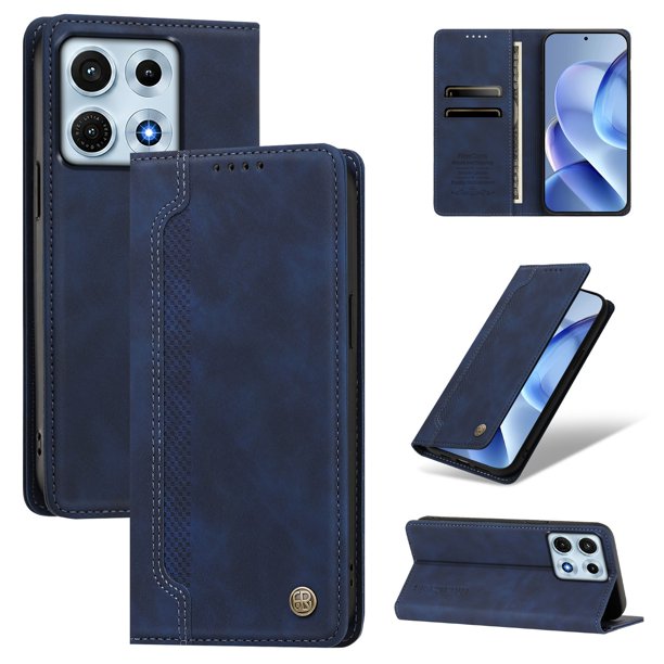 Funda Billetera para MOTO Edge 70 Max 5G Imán y Resistente Azul
