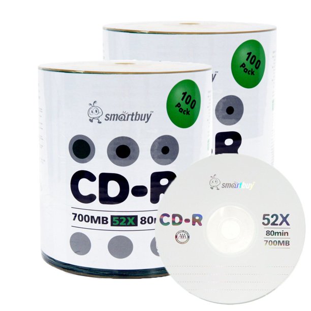 CD-R Smartbuy 700 MB/80 min, 52 x 200 unidades, logotipo en la parte superior, no imprimible