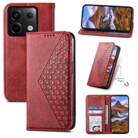 Funda Flip Foxdock Para Xiaomi Redmi Note 13 Pro 4G , Estilo Billetera Con Diseño Rombo, Correa De Mano Y Soporte, Uso Diario