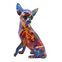 Magideal - Escultura De Perro Obra De Arte Multicolor Hermosa Pintura Creativa Salpicaduras Decoración De Escritorio Graffiti Estatua De Chihuahua Para Estanterí Estilo C