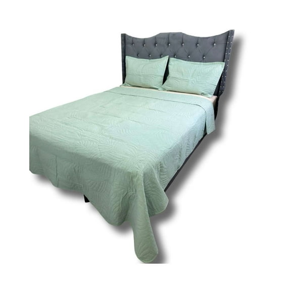 Cobertor Quilt De Lujo Verano 2 Plaza Verde Menta