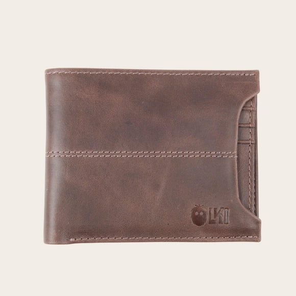 Billetera de Cuero con Tarjetero Removible OLKI Ancoa - Café Oscuro