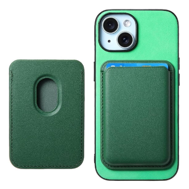 Funda de Cuero Magnética con Tarjetero para iPhone 14 Plus Cubierta Delgada Verde