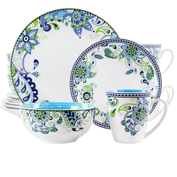 Juego de Vajilla Elama Blue Crush de Porcelana 16 Piezas