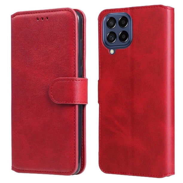 Funda Billetera para Samsung Galaxy M53 5G con Porta Tarjetas y Soporte Ajustable Rojo