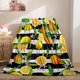 thumbnail image 2 of Orange & Lemon Blanket Soft Lightweight Plush Flannel Fleece Blanket with Tropical Fruit Flower Leaf Print Pattern for Couch Sofa Bed Travel All Season Blanket for Baby Kids Adults, 2 of 5