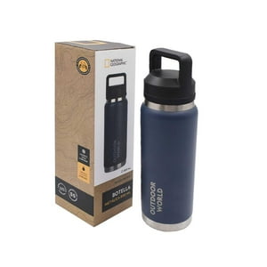 National Geographic - Botella Metálica Térmica Doble Boca Ajustable Angosta Y Ancha 800Ml Azul