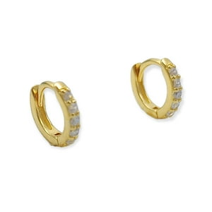 Elbauldejuma - Argollas Pave 8Mm Piercing Básico Plata Chapada Oro 18