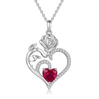 Heshpaws - Colgante Con Piedra De Nacimiento Con Colgante De Corazón De Plata De Ley