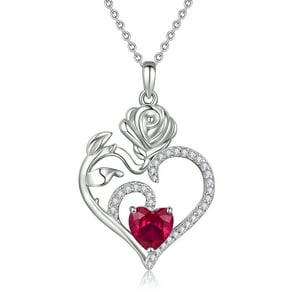 Heshpaws - Colgante Con Piedra De Nacimiento Con Colgante De Corazón De Plata De Ley