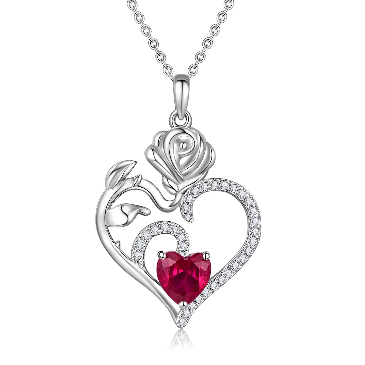 Heshpaws - Colgante Con Piedra De Nacimiento Con Colgante De Corazón De Plata De Ley