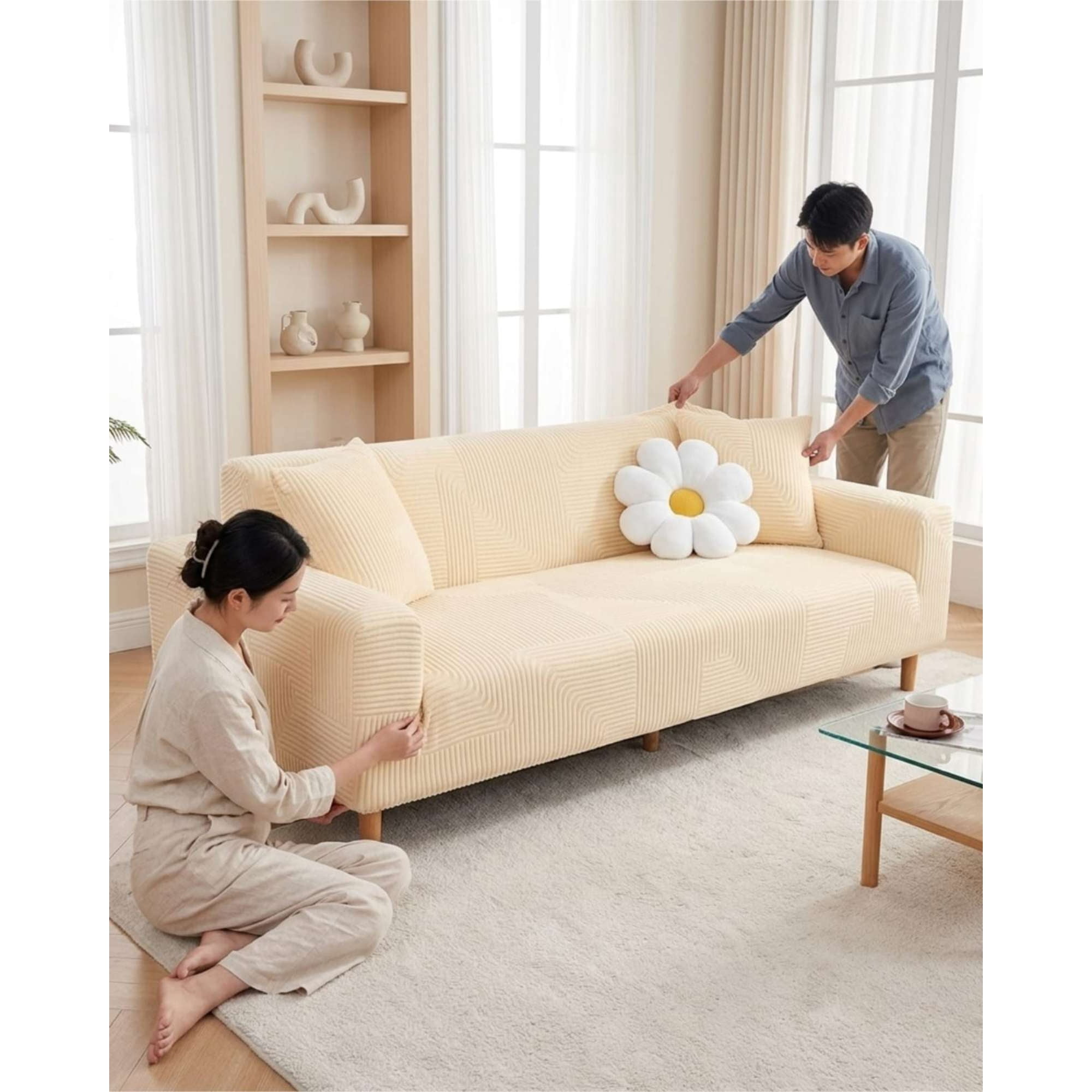 Mylhogar - Funda Para Sofa 2 Cuerpos Diseño Moderno De Polar