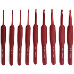 9 Piezas De Gancho De Crochet Ergonómico Para Coser Suéteres, Hilo Rojo, Accesorios Para Manualidades, Herramientas Para Tejer