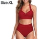 thumbnail image 2 of Traje de baño de dos piezas de color sólido para mujer, bikini sexy con cordones y cintura alta, traje de baño de primavera y verano, 2 of 5