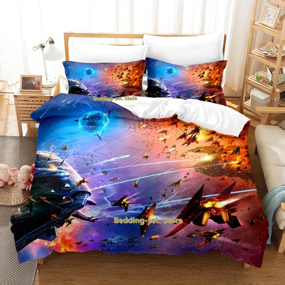 Cool Sci Fi Battle Bedding Set Bed Set Adult Kid Bedroom Duvetcover Sets Aircraft Tank colcha