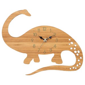 Magideal - Wooden Dinosaur Shape Wall Clock For Kitchen Numeral Battery Operated Kids Children Room Classroom Nursery Hotel Clocks Wall Decoration Watch Diplodocus