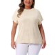 thumbnail image 1 of Agnes Orinda Blusas Casuales de Mujer Tallas Grandes Cuello Redondo Texturizado Manga Corta Tejido Sólido 2X Albaricoque, 1 of 6