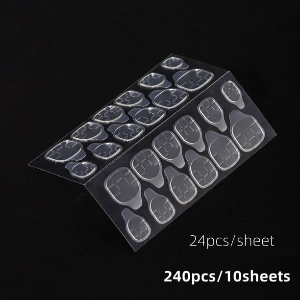 120/240pcs Strong Adhesive Glue Tape for Press-on Nail Tips - Double Side Adhesive Film for False Nails - Pink, Yellow, and Transparent - Easy to Apply and Remove