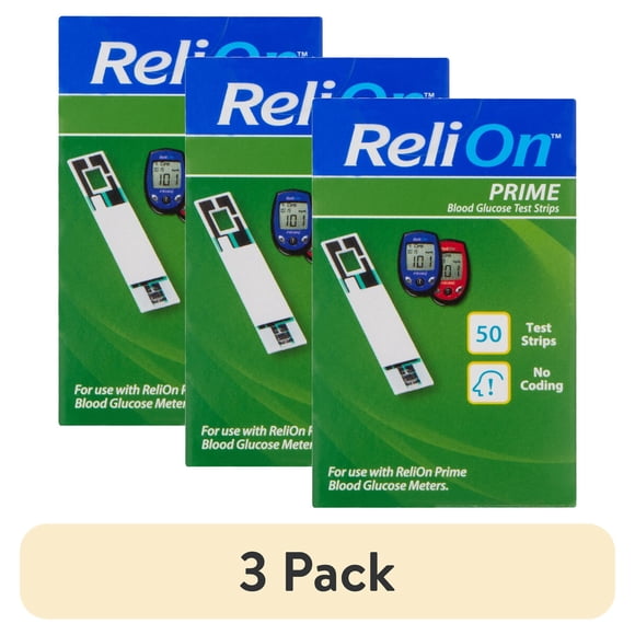Tiras Medidor Glucosa ReliOn Prime 3 Pack 50 Unidades