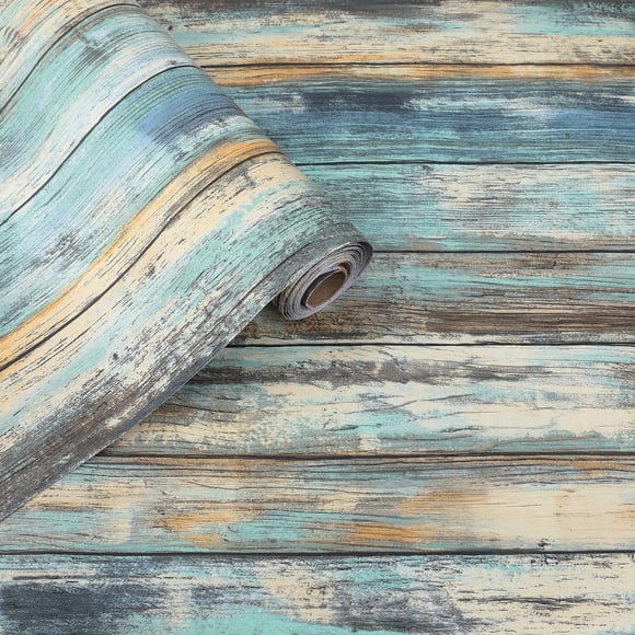 Papel tapiz adhesivo Dimcol veteado de madera azul 40 x 300 cm impermeable