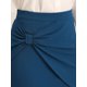 thumbnail image 5 of INSPIRE CHIC Falda Lápiz de Cintura Alta con Fruncido para Mujer, Detalle de Lazo, Abertura Trasera, Falda Midi Ajustada, Azul Pavo Real S, 5 of 6