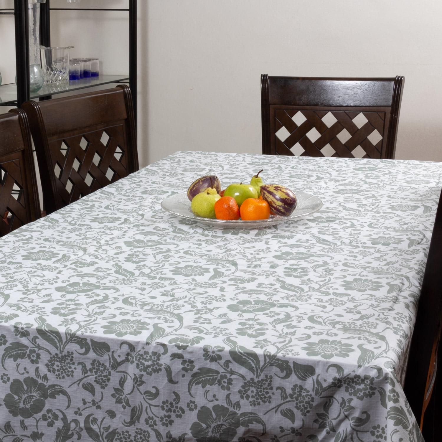 Masel - Mantel Pvc Flores Rectangular 140x210 Cm Gris