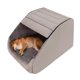 thumbnail image 1 of Cama tipo casa para perro BXEBUI XL de espuma de memoria y felpa gris, 1 of 6