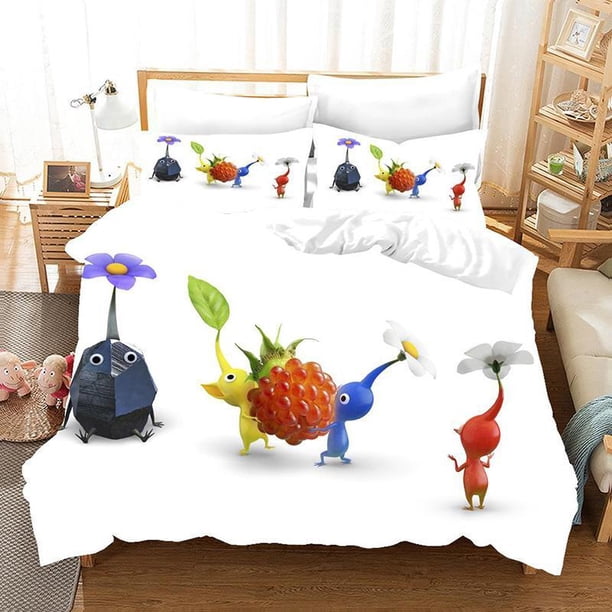 Anime Pikmin Duvet Cover Bedding Set Pillowcase 3-Piece Bedding Set