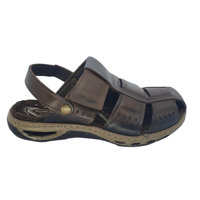 Sandalias Cerradas Pegada De Cuero Café Oscuro (Hombre) | 131669-03 - Talla 41