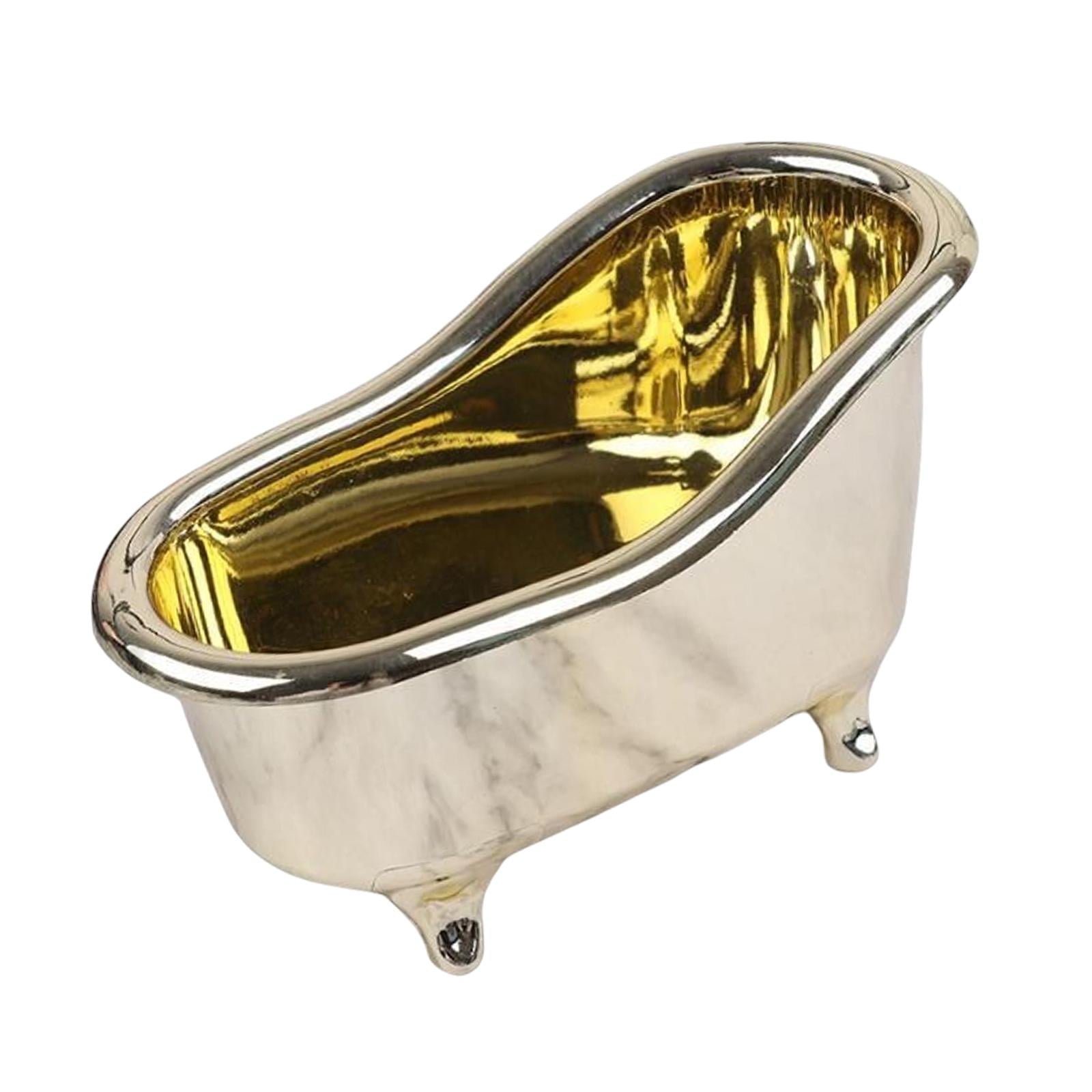 Magideal - Mini Plato De Soporte Para Jabón Para Bañera, Bandeja De Jabón Pequeña Vintage Multifuncional Decorativa En Miniatura Para Mesa, Baño, Tocador De Duch , Dorado