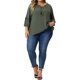 thumbnail image 2 of Agnes Orinda Conjuntos de Halloween para Mujeres Tallas Grandes Blusas con Flecos y Lazo en el Cuello en V Mangas 3/4 3X Verde Militar, 2 of 6