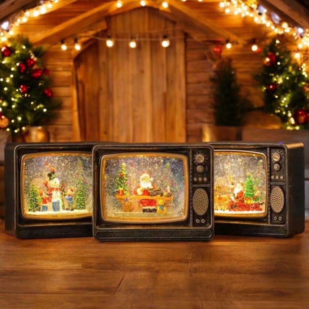 N-ofertas - Adorno Navideño Musical Vintage Televisor Decorativo Led