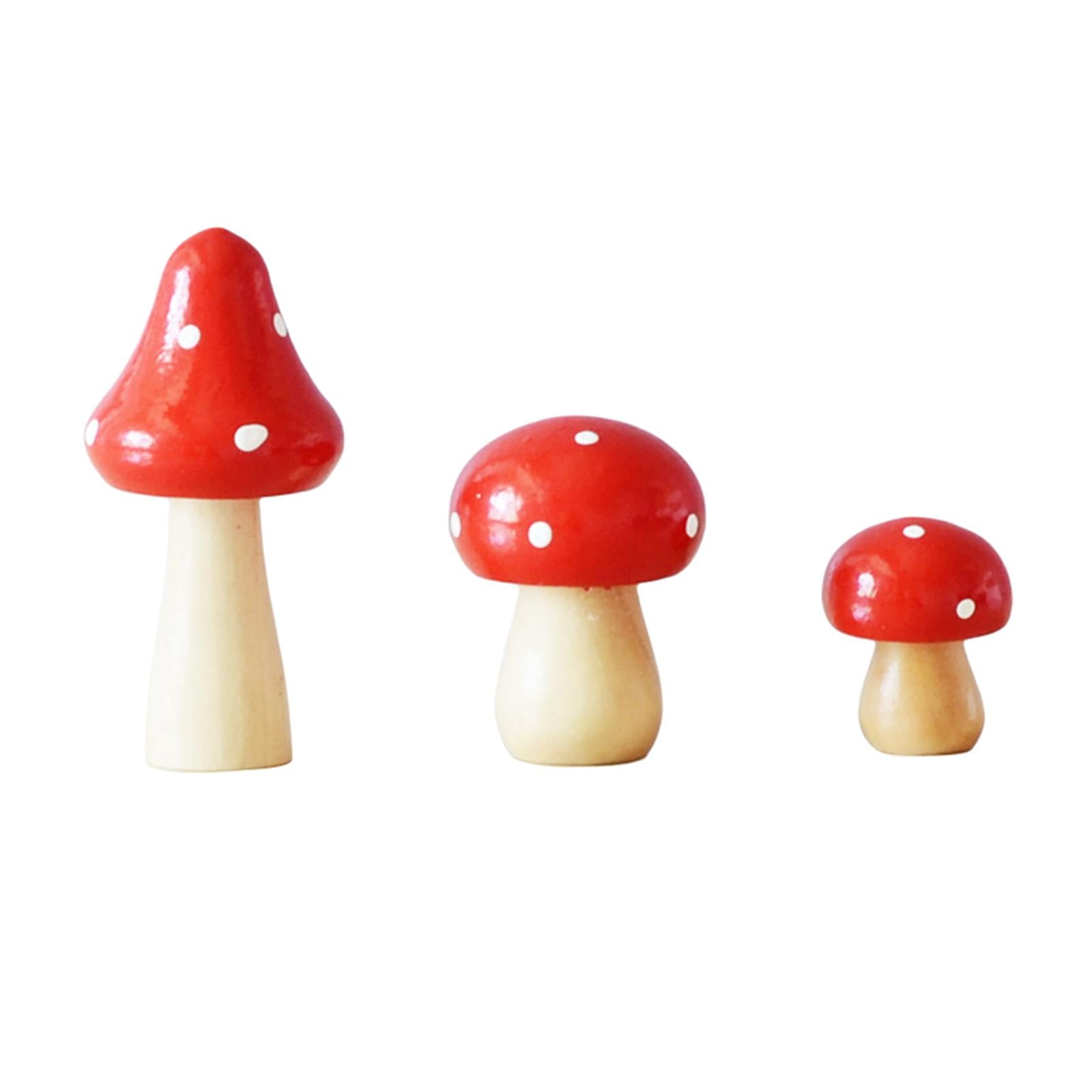 Magideal - 3 Piezas De De Hongos Naturales, Coleccionables De Esculturas De , Microadornos De Paisaje Para Jardín De Hadas De Césped, Macetas De Rojo