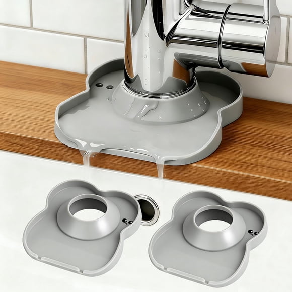 Tapete de silicona para grifo WSIWZAI para fregadero de cocina, compacto, gris