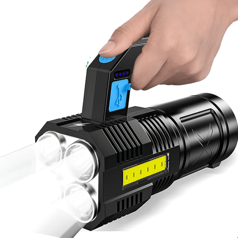 Genérico - Linterna Led Usb 4 Focos Recargable Lmpermeable Brillante