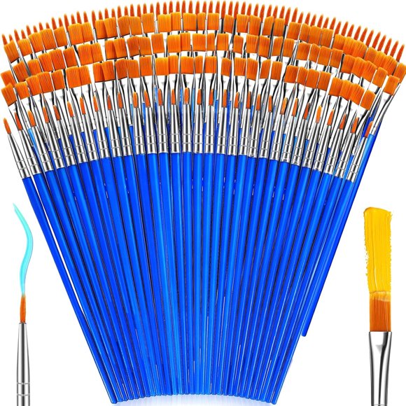 162 Pcs Paint Brushes Bulk, Round Flat Tip Acrylic Paint Brushes