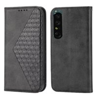 Funda Flip Foxdock Para Sony Xperia 1 Iv , Estilo Billetera Con Diseño Rombo, Correa De Mano Y Soporte, Uso Diario