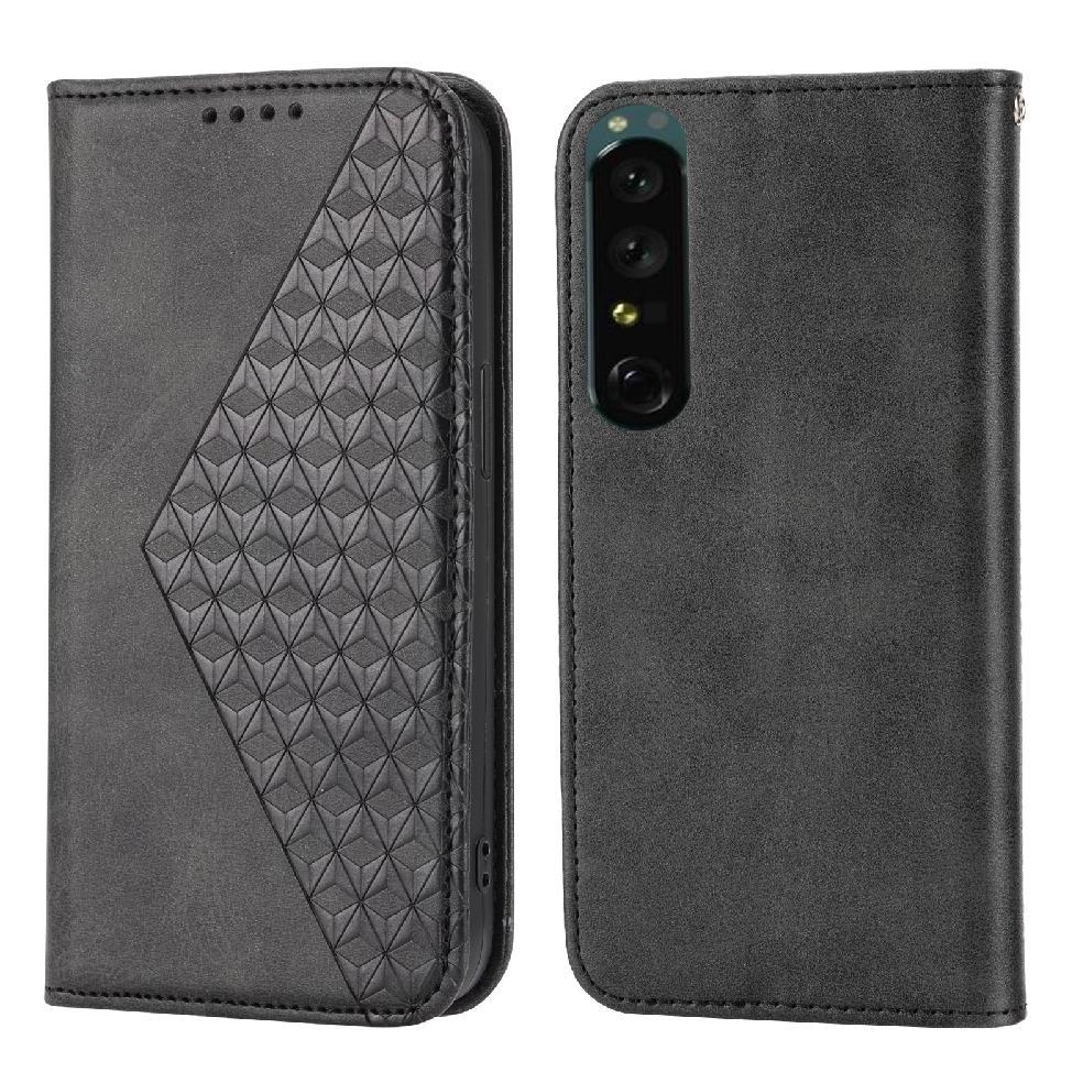 Funda Flip Foxdock Para Sony Xperia 1 Iv , Estilo Billetera Con Diseño Rombo, Correa De Mano Y Soporte, Uso Diario