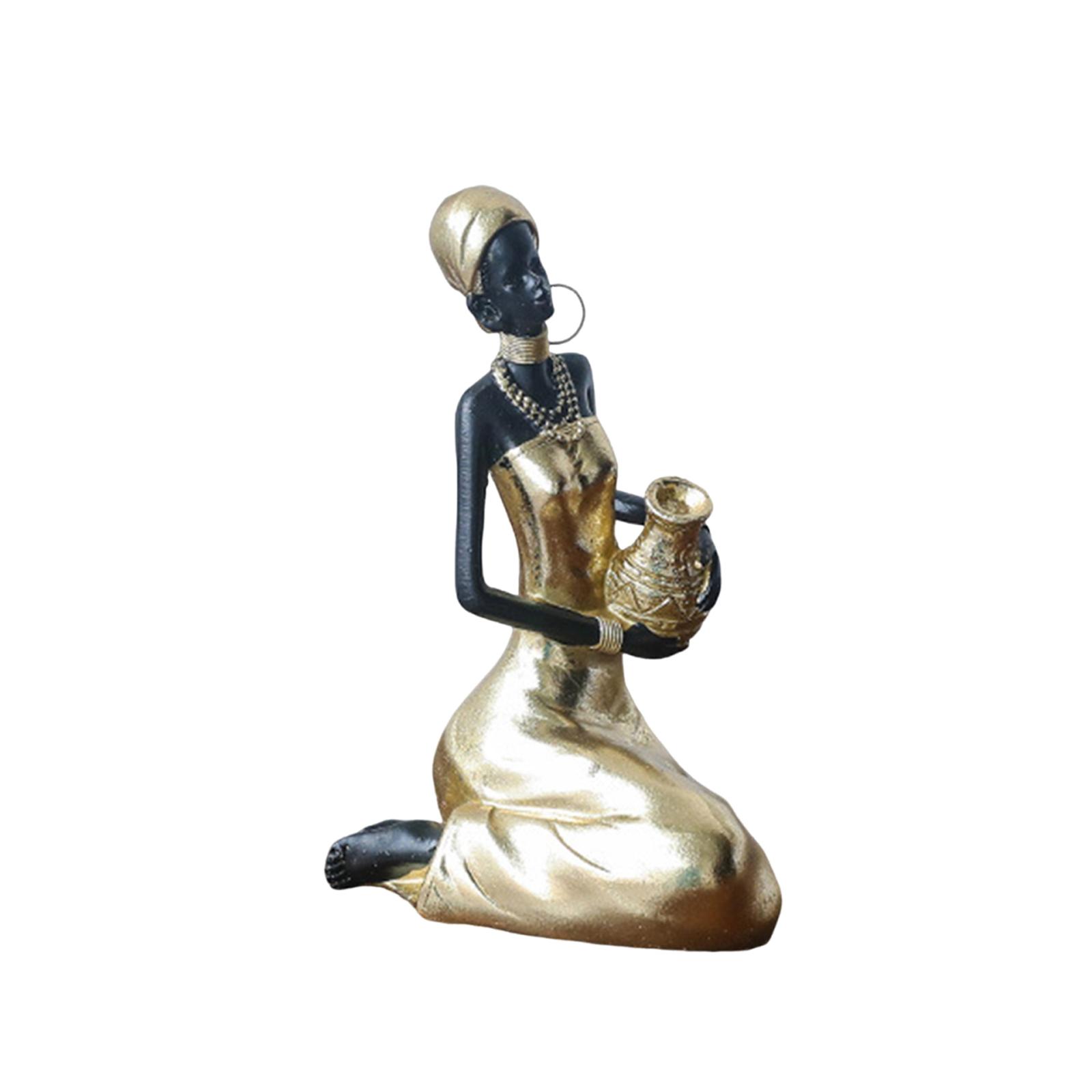 Bothyi - Estatuilla De Mujer Negra, Escultura De Mesa, Artesanía Hecha A Mano Para Estantería De Escritorio, 16,5X8X9,5 Cm