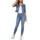 thumbnail image 2 of INSPIRE CHIC Chaquetas de Jean de Mezclilla Recortadas sin Cuello de Manga 3/4 para Mujer Gris Azul L, 2 of 6