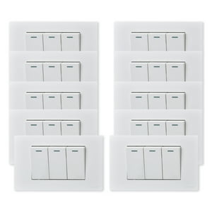 Want - Pack 10 Interruptores Triple Metálico 9/12 16A - Blanco