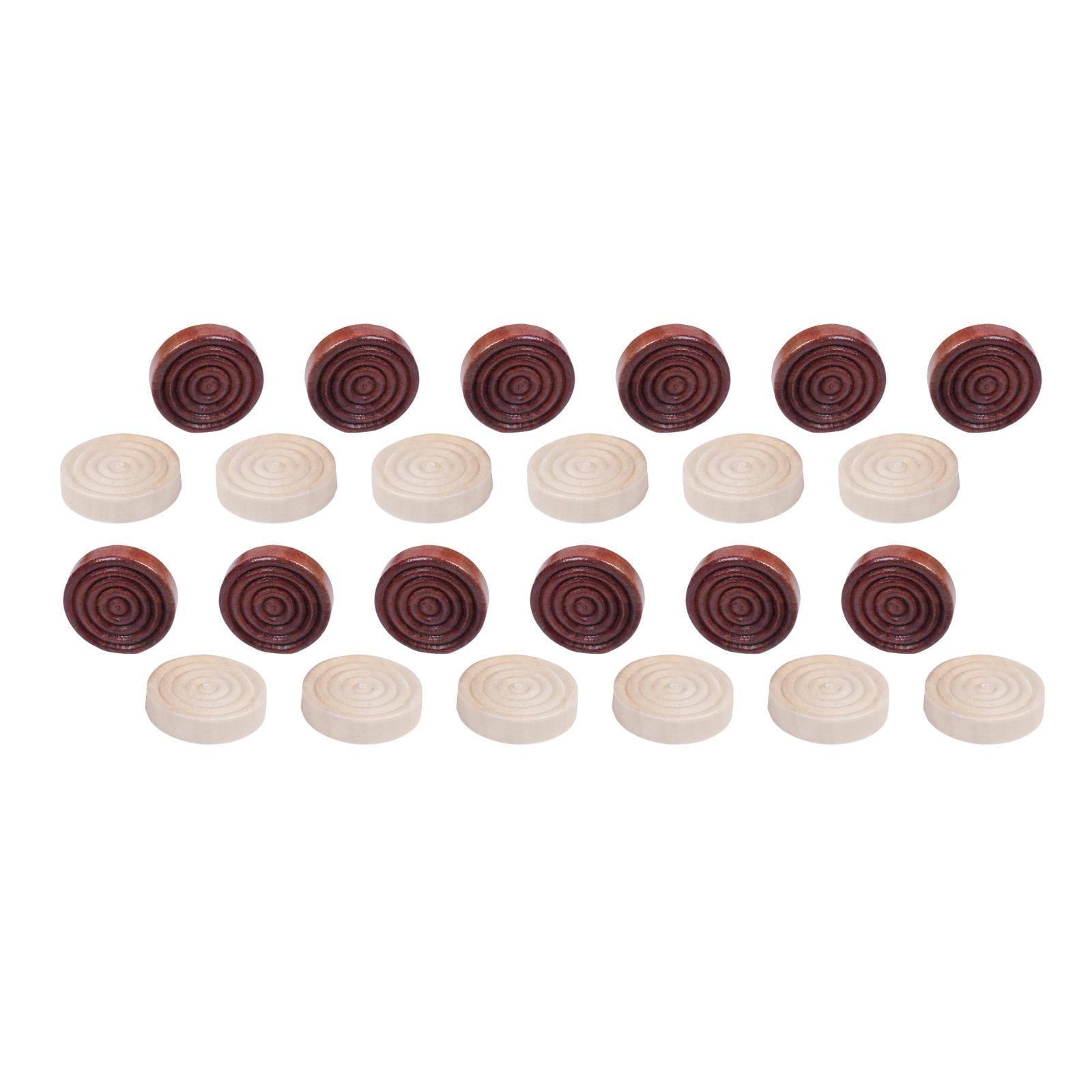 Magideal - 24 Piezas De Damas De Madera, Accesorios Para Juegos De Mesa, Piezas De Backgammon Marrones Para Juegos , Piezas Familiares